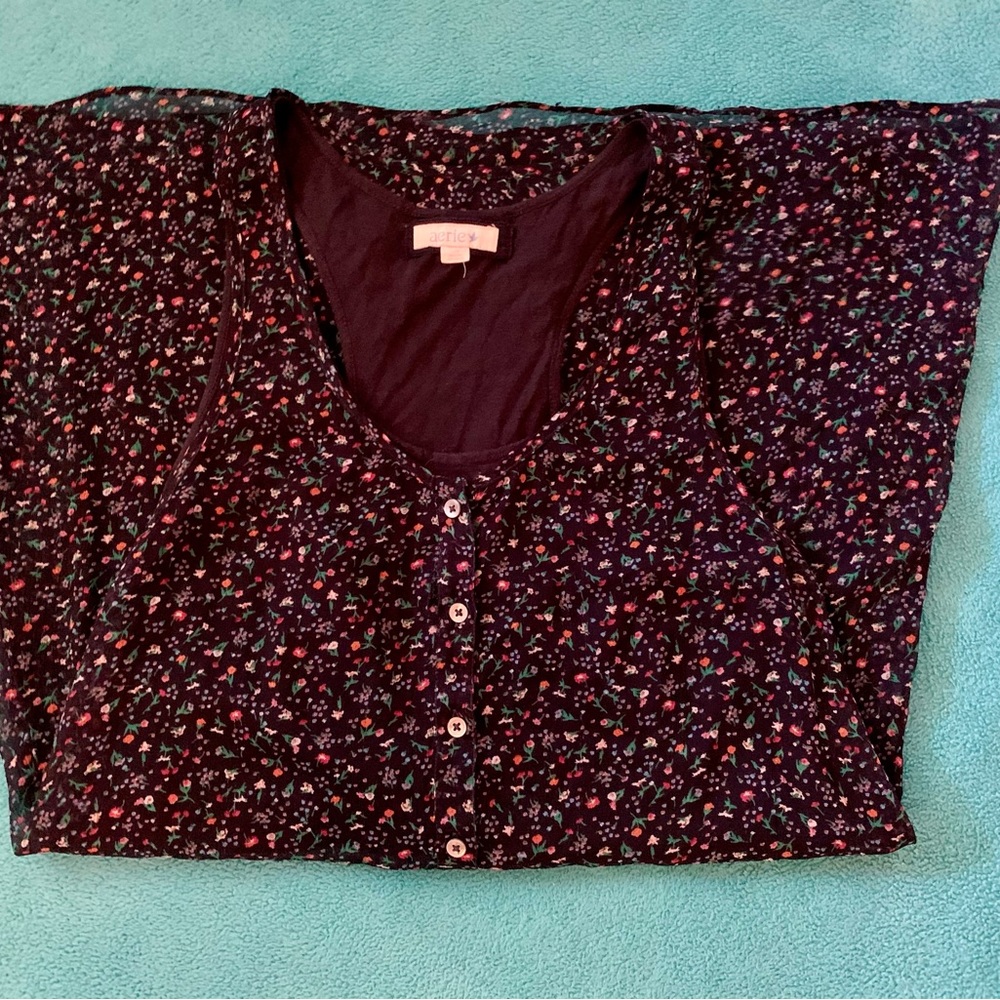 Aerie Floral Tank Dress- Black and Red Floral Pattern- Size M - Picture 7 of 9